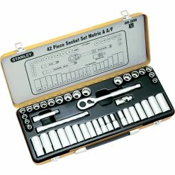 Discount 🔥 Stanley Imperial / Metric Socket Set - 42 Piece Silver Metallic - To Australia 😍
