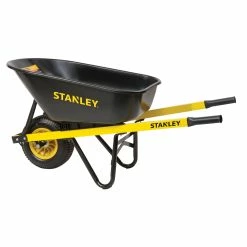 Budget 🔥 Stanley 100L Poly Tub Wheelbarrow Black / Yellow - To Australia 🔥
