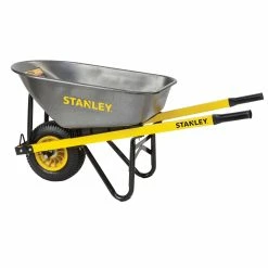 Budget 🌟 Stanley 100L Industrial Steel Tub Wheelbarrow Black / Yellow - To Australia ❤️